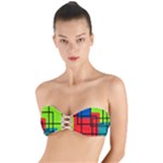 Colorful Rectangle boxes Twist Bandeau Bikini Top