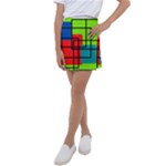 Colorful Rectangle boxes Kids  Tennis Skirt