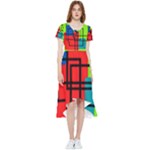 Colorful Rectangle boxes High Low Boho Dress
