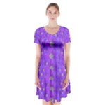 Paradise Flowers In A Peaceful Environment Of Floral Freedom Short Sleeve V-neck Flare Dress