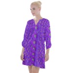 Paradise Flowers In A Peaceful Environment Of Floral Freedom Open Neck Shift Dress