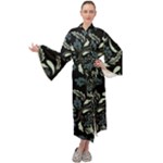 Folk flowers art pattern Maxi Velour Kimono