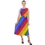 Lgbt Pride Motif Flag Pattern 1 Midi Tie-Back Chiffon Dress