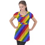 Lgbt Pride Motif Flag Pattern 1 Puff Sleeve Tunic Top