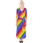 Lgbt Pride Motif Flag Pattern 1 Quarter Sleeve Wrap Maxi Dress