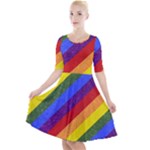 Lgbt Pride Motif Flag Pattern 1 Quarter Sleeve A-Line Dress