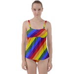 Lgbt Pride Motif Flag Pattern 1 Twist Front Tankini Set