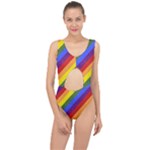 Lgbt Pride Motif Flag Pattern 1 Center Cut Out Swimsuit