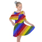 Lgbt Pride Motif Flag Pattern 1 Kids  Shoulder Cutout Chiffon Dress