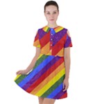 Lgbt Pride Motif Flag Pattern 1 Short Sleeve Shoulder Cut Out Dress 