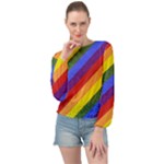 Lgbt Pride Motif Flag Pattern 1 Banded Bottom Chiffon Top