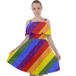 Lgbt Pride Motif Flag Pattern 1 Cut Out Shoulders Chiffon Dress