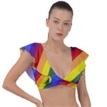 Lgbt Pride Motif Flag Pattern 1 Plunge Frill Sleeve Bikini Top