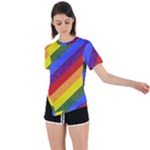 Lgbt Pride Motif Flag Pattern 1 Asymmetrical Short Sleeve Sports Tee