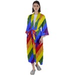 Lgbt Pride Motif Flag Pattern 1 Maxi Satin Kimono