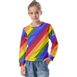 Lgbt Pride Motif Flag Pattern 1 Kids  Long Sleeve Tee with Frill 