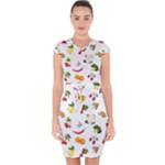 Fruits, Vegetables And Berries Capsleeve Drawstring Dress 