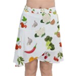 Fruits, Vegetables And Berries Chiffon Wrap Front Skirt