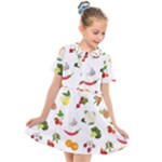 Fruits, Vegetables And Berries Kids  Short Sleeve Shirt Dress