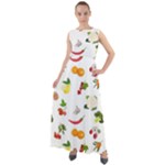 Fruits, Vegetables And Berries Chiffon Mesh Boho Maxi Dress