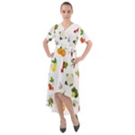 Fruits, Vegetables And Berries Front Wrap High Low Dress