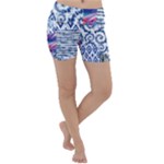 Blue Pastel Print Lightweight Velour Yoga Shorts