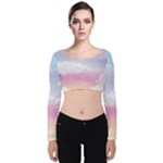 Evening Sky Love Velvet Long Sleeve Crop Top