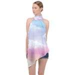 Evening Sky Love Halter Asymmetric Satin Top