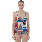 Travel With Love Twist Front Tankini Set