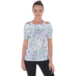 Splatter Abstract Bright Print Shoulder Cut Out Short Sleeve Top