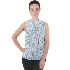 Mock Neck Chiffon Sleeveless Top 