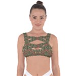 Modern Tropical Motif Print Bandaged Up Bikini Top