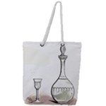 Wine Glass And Decanter Full Print Rope Handle Tote (Large)