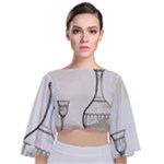 Wine Glass And Decanter Tie Back Butterfly Sleeve Chiffon Top