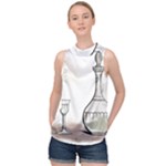 Wine Glass And Decanter High Neck Satin Top