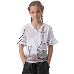 Kids  V-Neck Horn Sleeve Blouse 