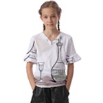 Wine Glass And Decanter Kids  V-Neck Horn Sleeve Blouse