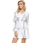 Wine Glass And Decanter Tiered Long Sleeve Mini Dress