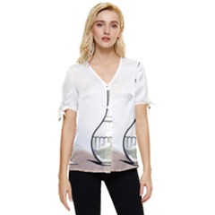 Bow Sleeve Button Up Top 