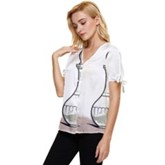 Bow Sleeve Button Up Top 