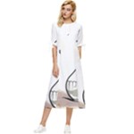 Wine Glass And Decanter Bow Sleeve Chiffon Midi Dress