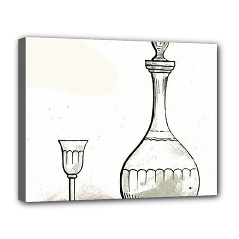 Wine Glass And Decanter Canvas 14  x 11  (Stretched) from ArtsNow.com