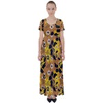 Folk flowers art pattern  High Waist Short Sleeve Maxi Dress