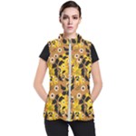 Folk flowers art pattern  Women s Puffer Vest