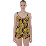 Folk flowers art pattern  Tie Front Two Piece Tankini