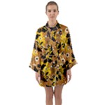 Folk flowers art pattern  Long Sleeve Satin Kimono