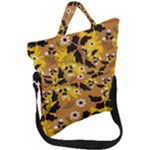 Folk flowers art pattern  Fold Over Handle Tote Bag