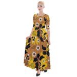 Folk flowers art pattern  Half Sleeves Maxi Dress