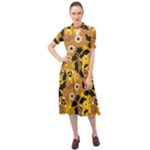 Folk flowers art pattern  Keyhole Neckline Chiffon Dress