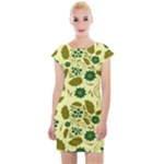 Folk flowers art pattern Floral  Cap Sleeve Bodycon Dress